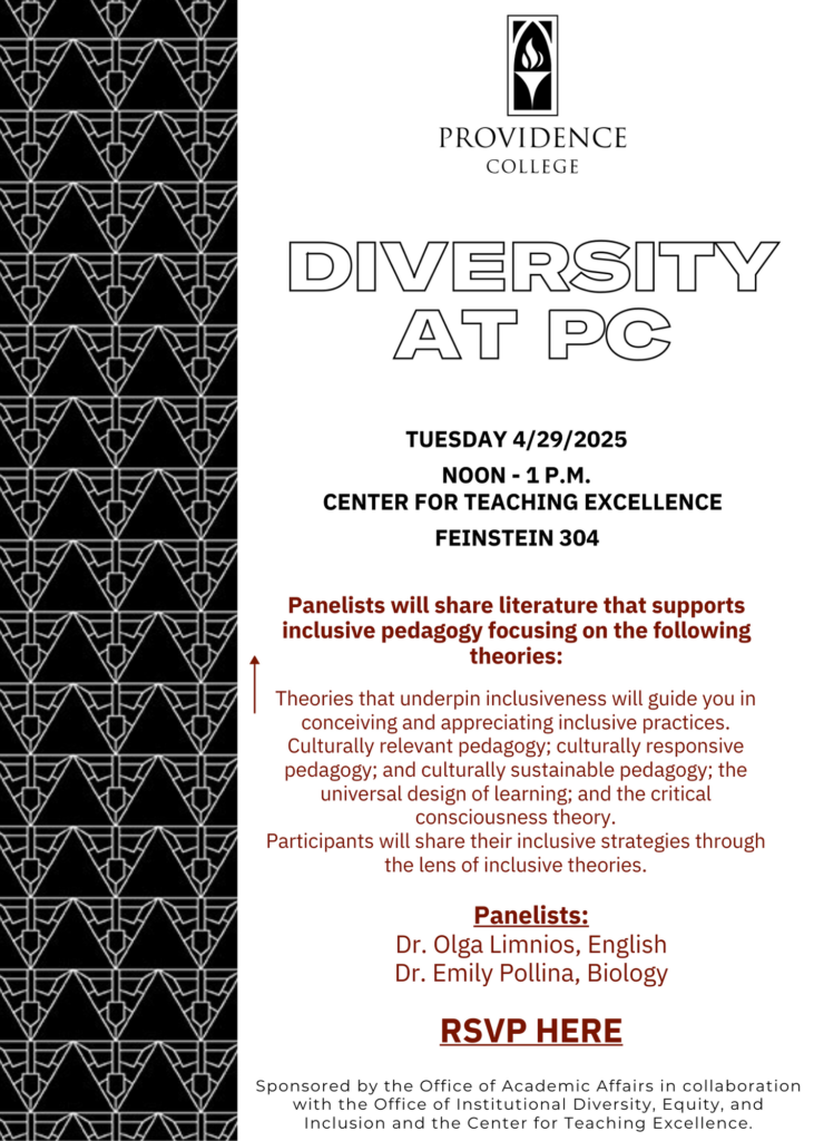 Inclusive Pedagogy Panel on Tues, April 29th 12:00 - 1:00 PM