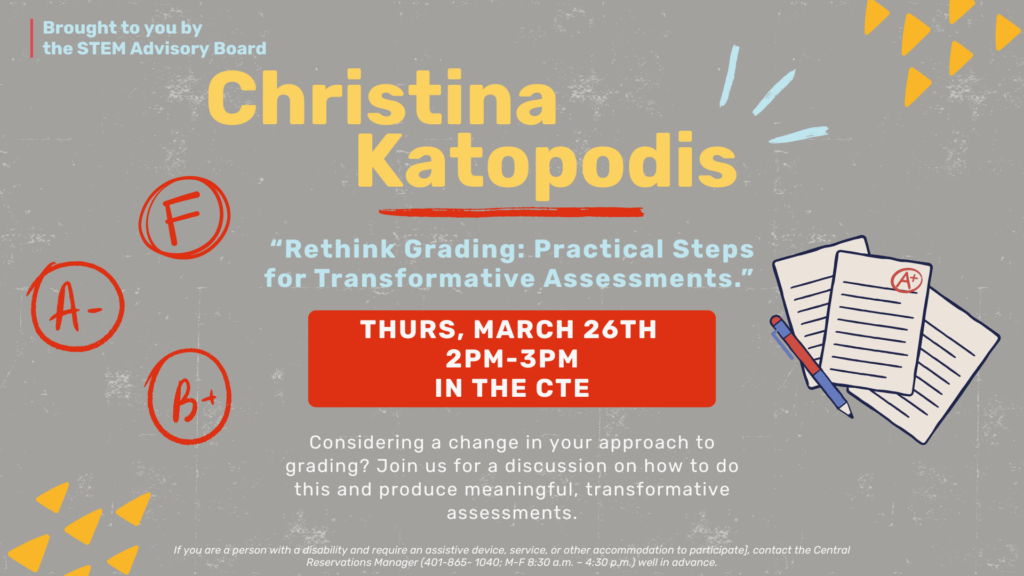 flyer for the "Rethink Grading" event